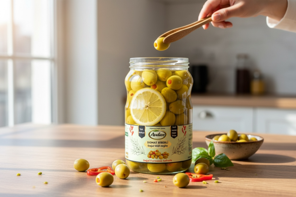 DOMAT Cinsi Biber dolgulu sofralık zeytin