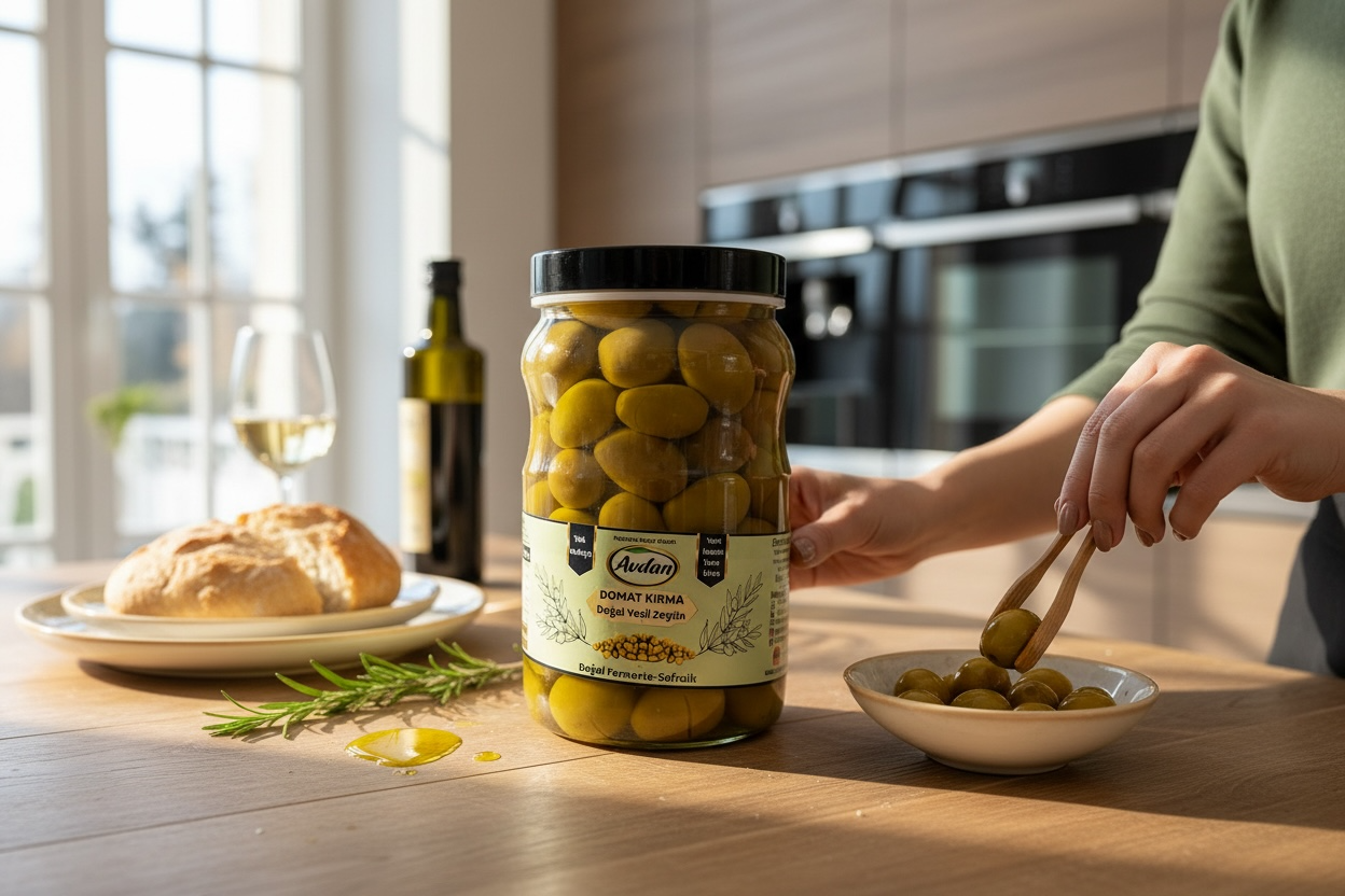 Domat cinsi doğal fermente kırma zeytin 1kg